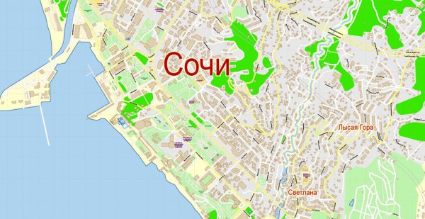 Карта центрального района г Сочи с улицами