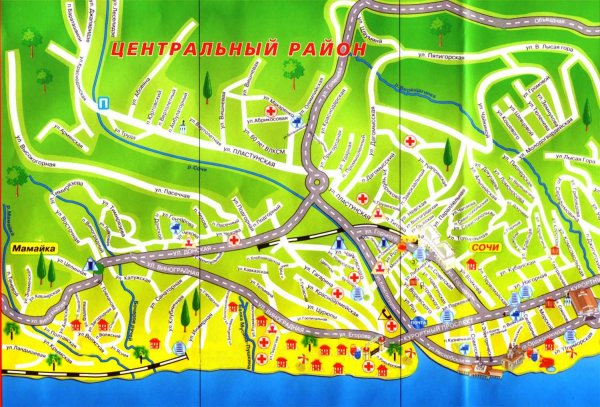 Карта Сочи с улицами Центральный район