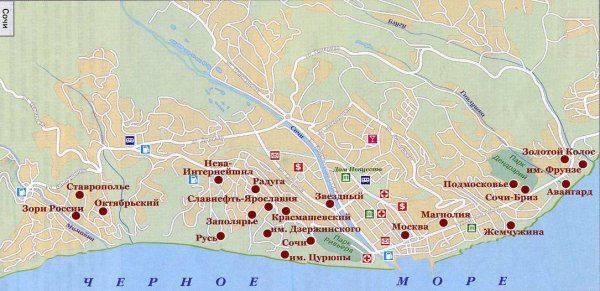 Карта Сочи для туристов