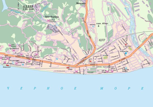 Карта Сочи Адлер с улицами