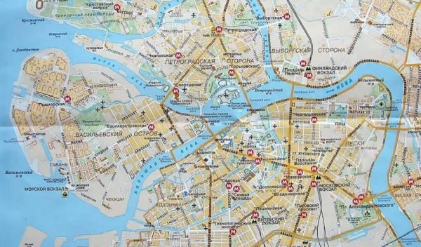 Карта Санкт-Петербурга с улицами и метро и районами