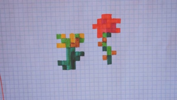 Цветочки из МАЙНКРАФТА по клеткам