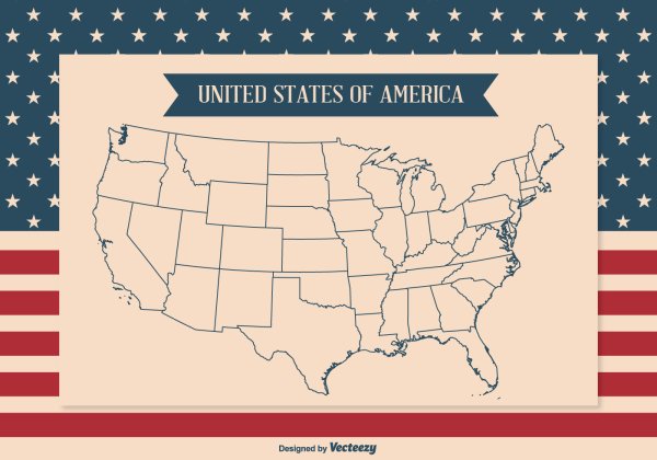 USA карта Штатов рисунок