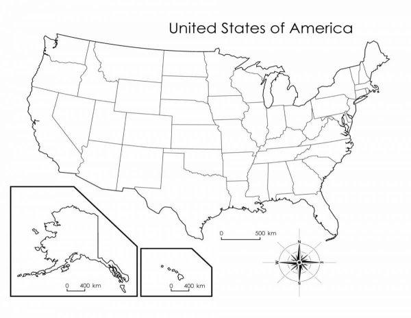 Контурная карта Штатов США