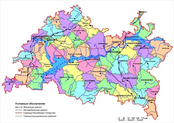 Карта Республики Татарстан по районам