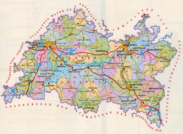 Карта Татарстана по районам