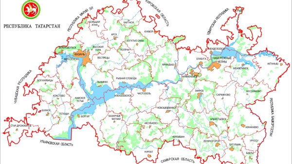 Республика Татарстан границы на карте