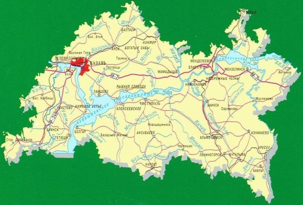 Физическая карта Республики Татарстан