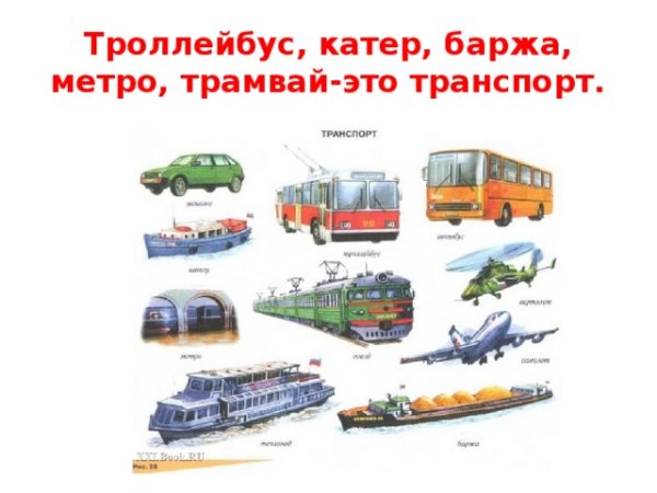 Виды транспорта для детей