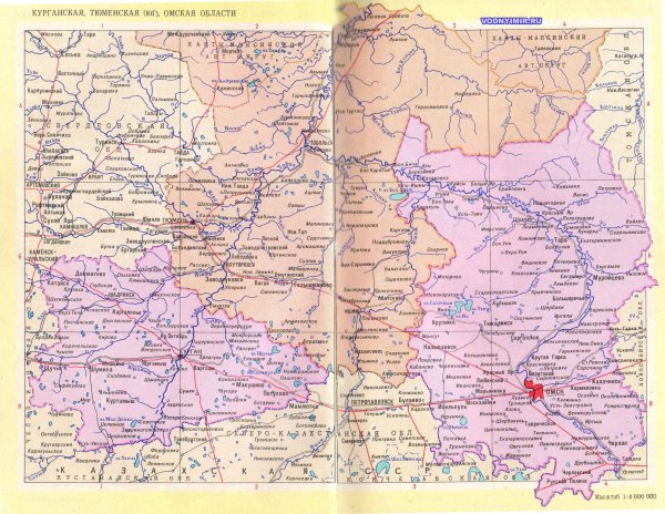 Граница Омской и Тюменской области на карте