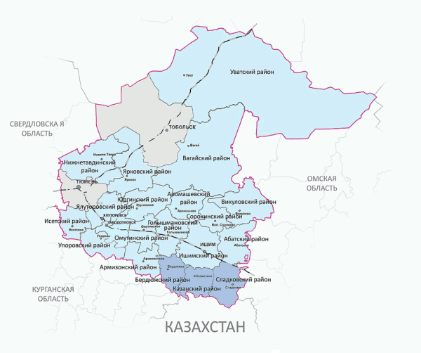 Карта Ярковского района Тюменской области