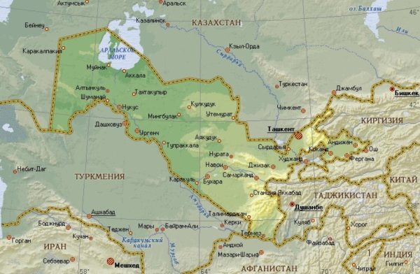 Политическая карта Узбекистана