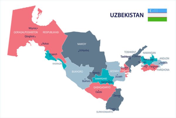 Векторная карта Узбекистана