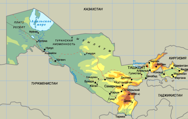 Политическая карта Узб