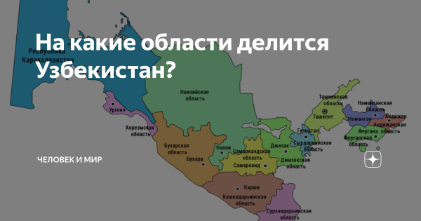 Карта географическая Республики Узбекистан
