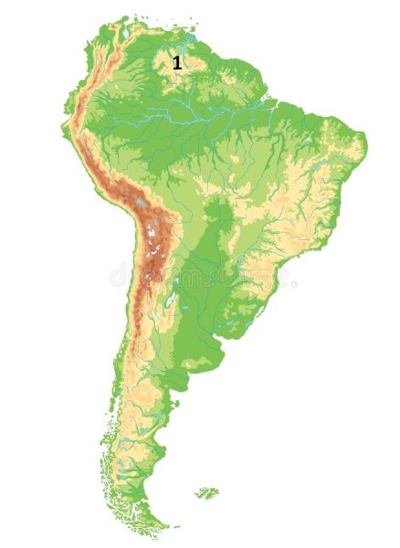 Карта рельефа Южной Америки физическая