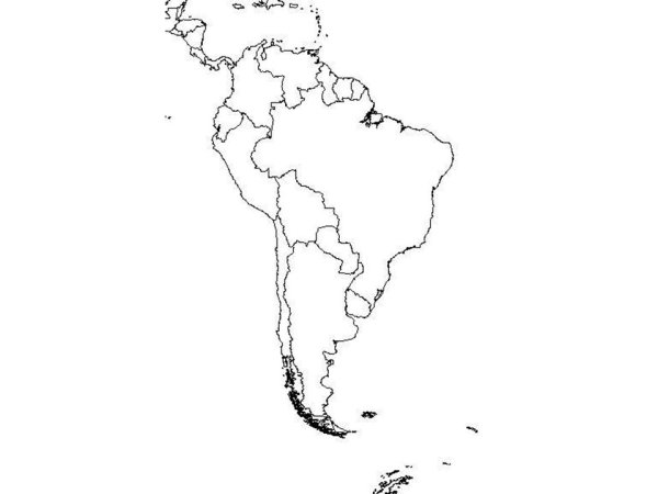 Карта Южной Америки контурная карта