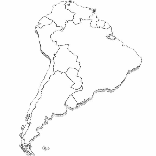 Материк Южная Америка контурная карта