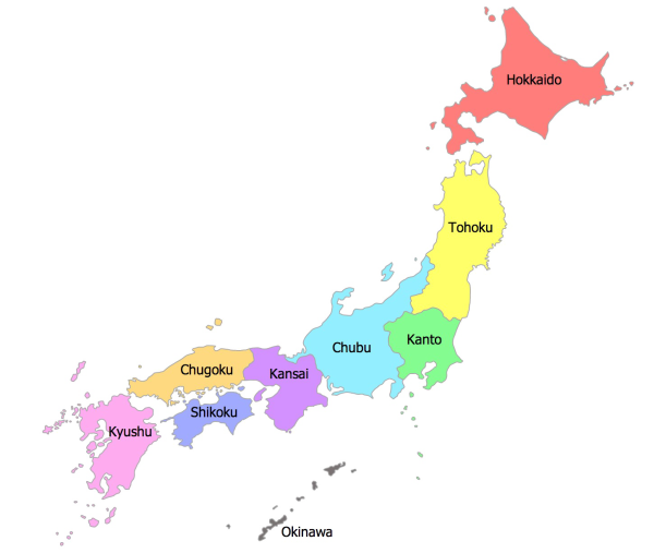 Префектуры Японии на карте