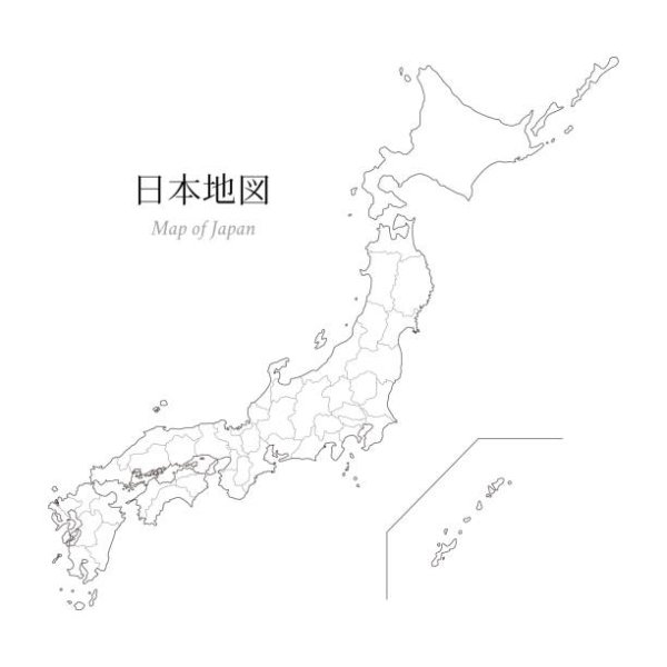 Контурная карта Японии с префектурами