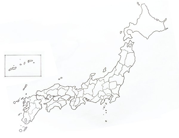 Экономическая карта Японии контурная