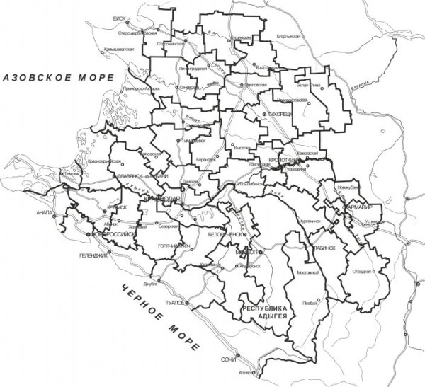 Карта Краснодарского края