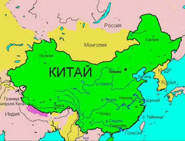 Где находится Китай на карте России