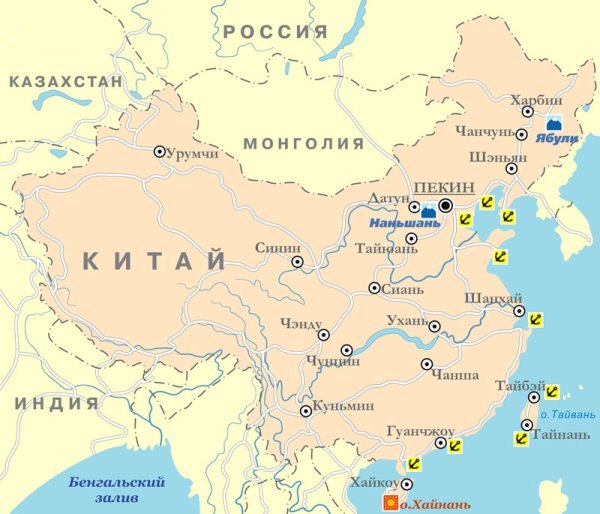 Китай карта географическая