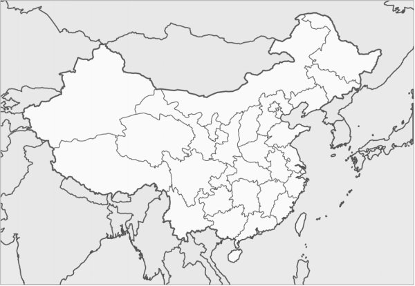 Контурная карта Китая
