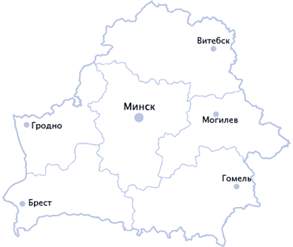 Карта Беларуси с областями