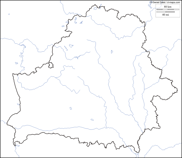Контурная карта РБ реки