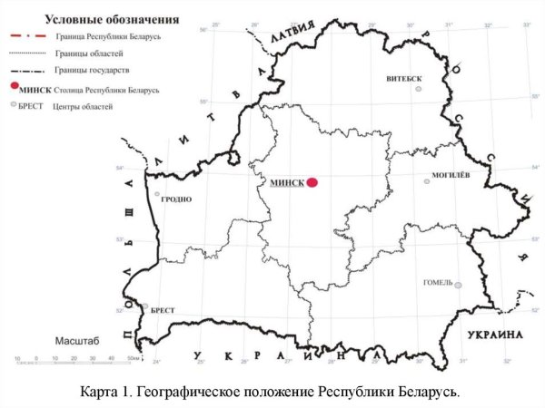 Карта Беларуси контурная карта