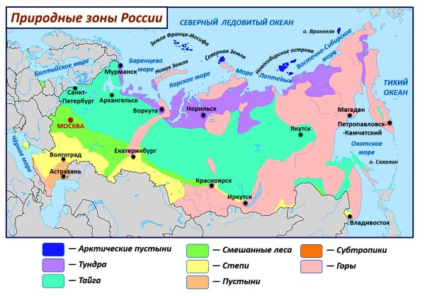Карта природных зон РФ 8 класс