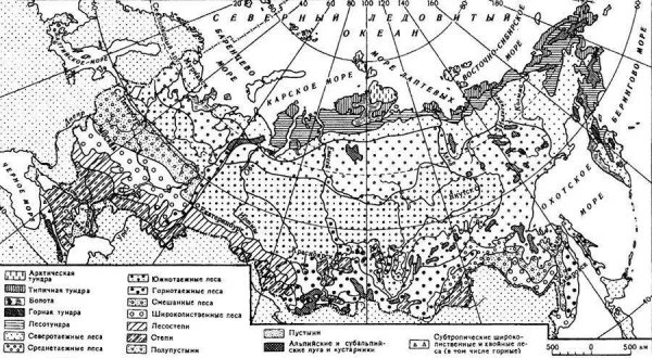 Контурная карта России природные зоны России