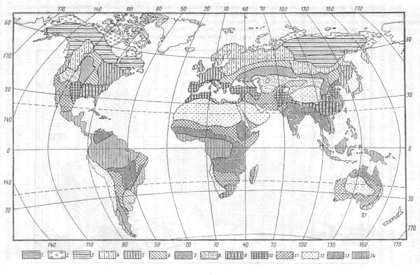 Контурная карта мира природные зоны мира