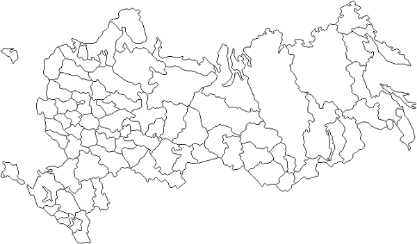 Политико-административная карта России контурная карта