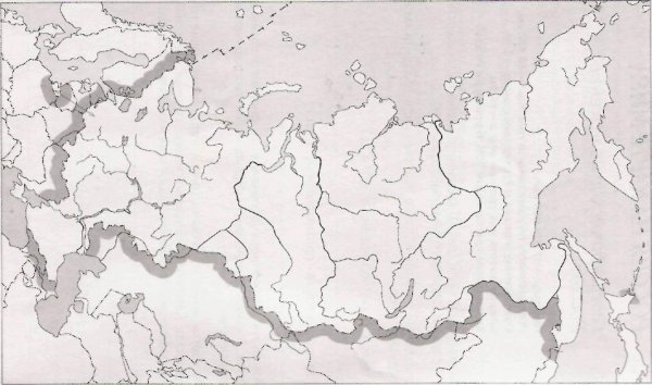 Контурная физическая карта России для печати а4