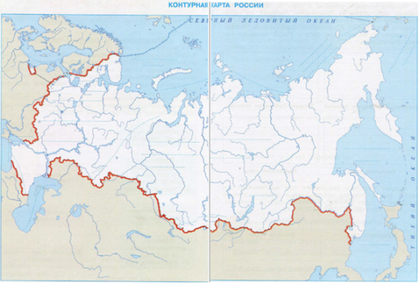Контурные карты физическая карта России 4 класс окружающий мир