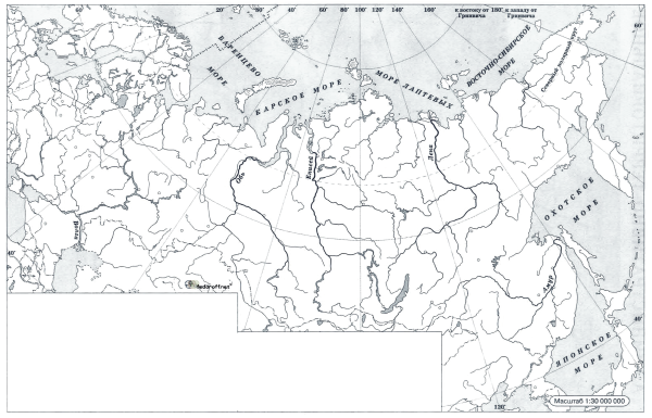 Контурная карта Россия география