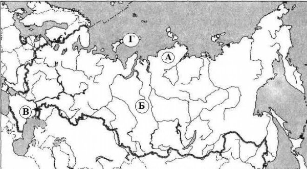 Контурная карта физическая карта России черно белая