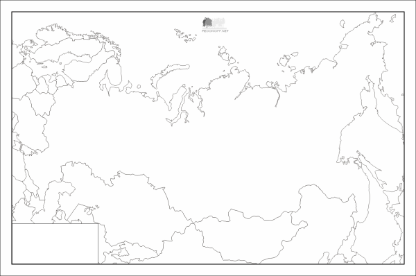 Физическая карта Российской Федерации контурная карта