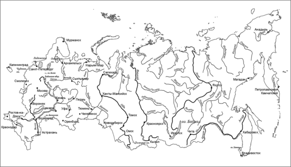 Реки России на карте России
