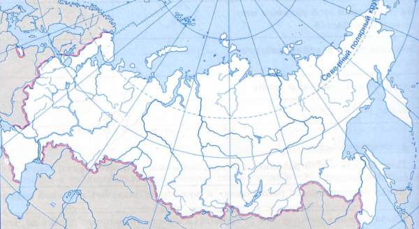 Физическая карта России контурная карта