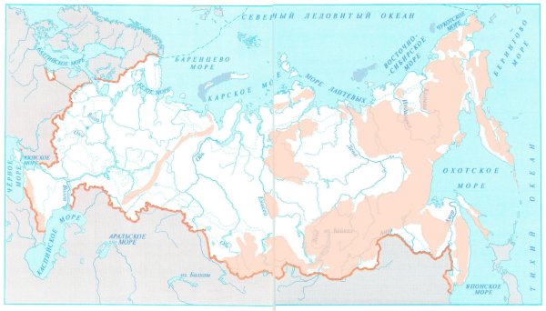 Контурная карта России природные зоны России