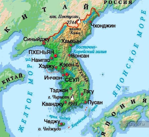Корейский полуостров на карте