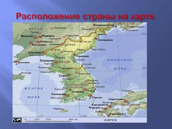 Северная Корея границы на карте
