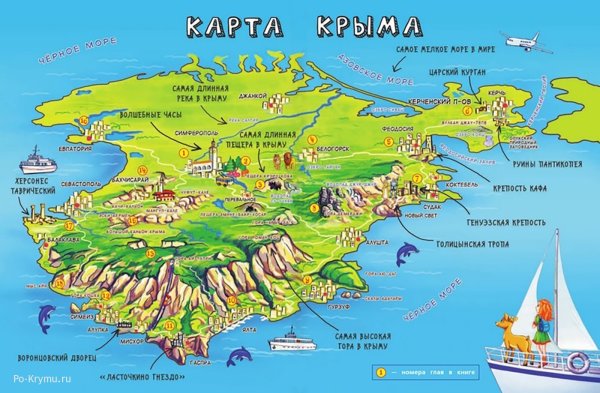 Карта Крыма подробная туристическая