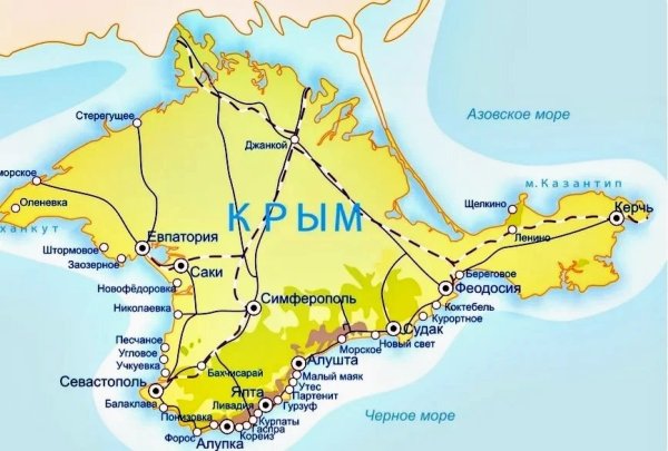 Полуостров Крым на карте
