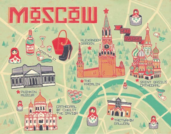 Карта Москвы с достопримечательностями для детей