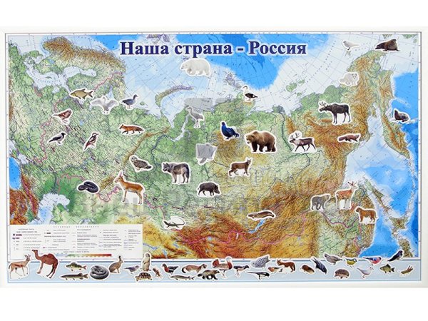 Географическая карта России с животными